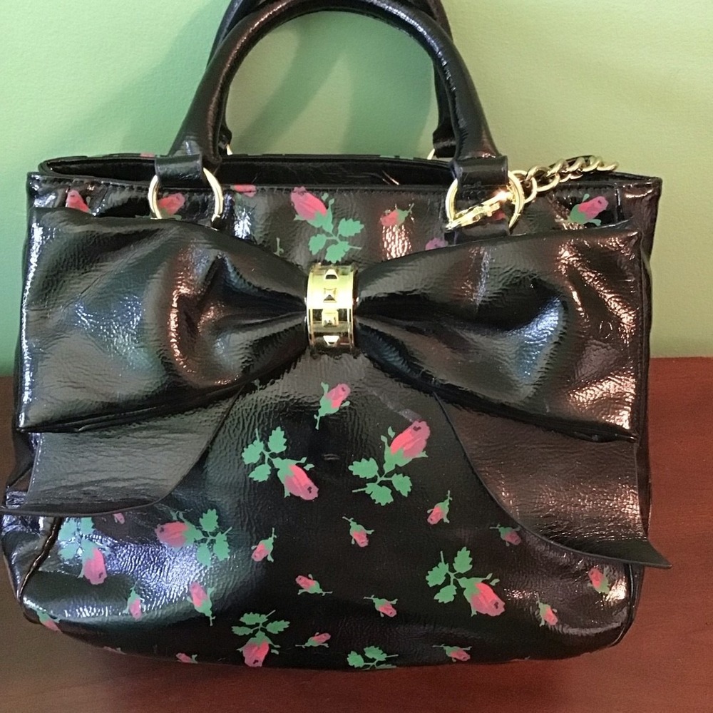 Betsy Johnson 80th Birthday Limited Black Rose Satchel with Bow
